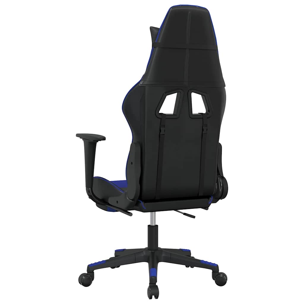 vidaXL Scaun de gaming masaj/suport picioare negru/albastru piele eco