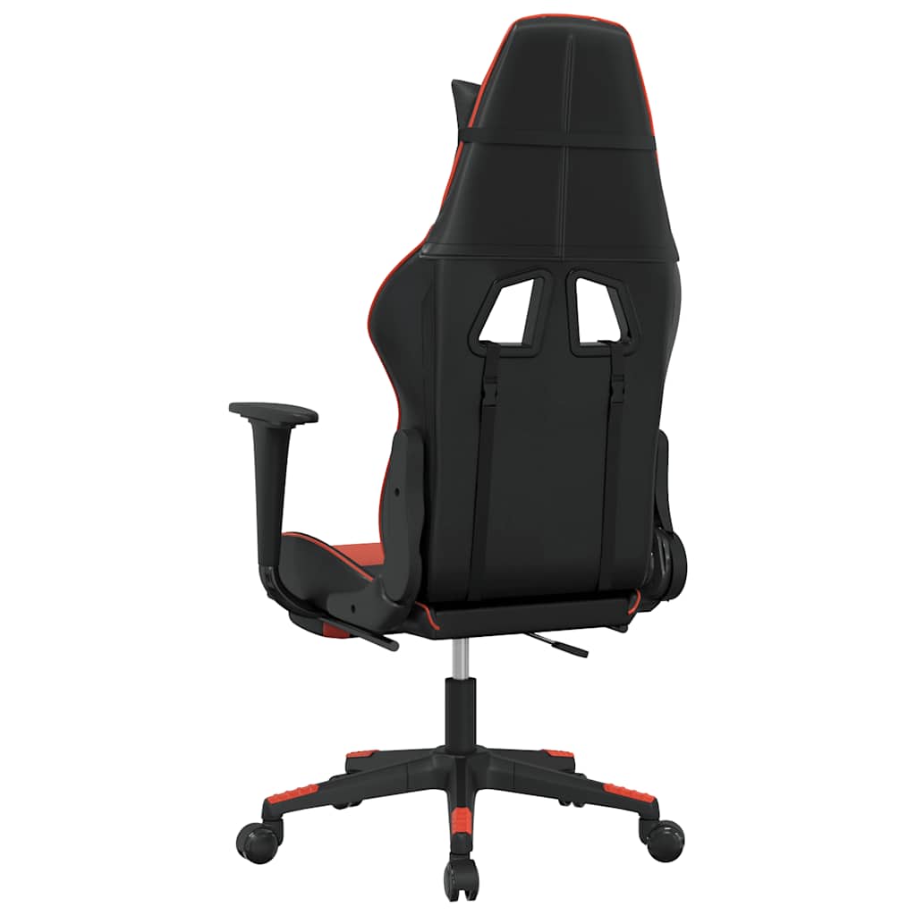 vidaXL Scaun de gaming cu masaj/suport picioare, negru/roșu, piele eco
