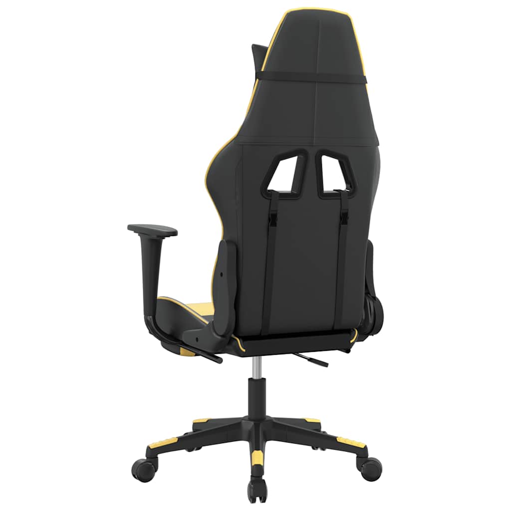 vidaXL Scaun de gaming cu masaj/suport picioare negru/auriu piele eco vidaXL Scaun de gaming cu masaj/suport picioare negru/auriu piele eco