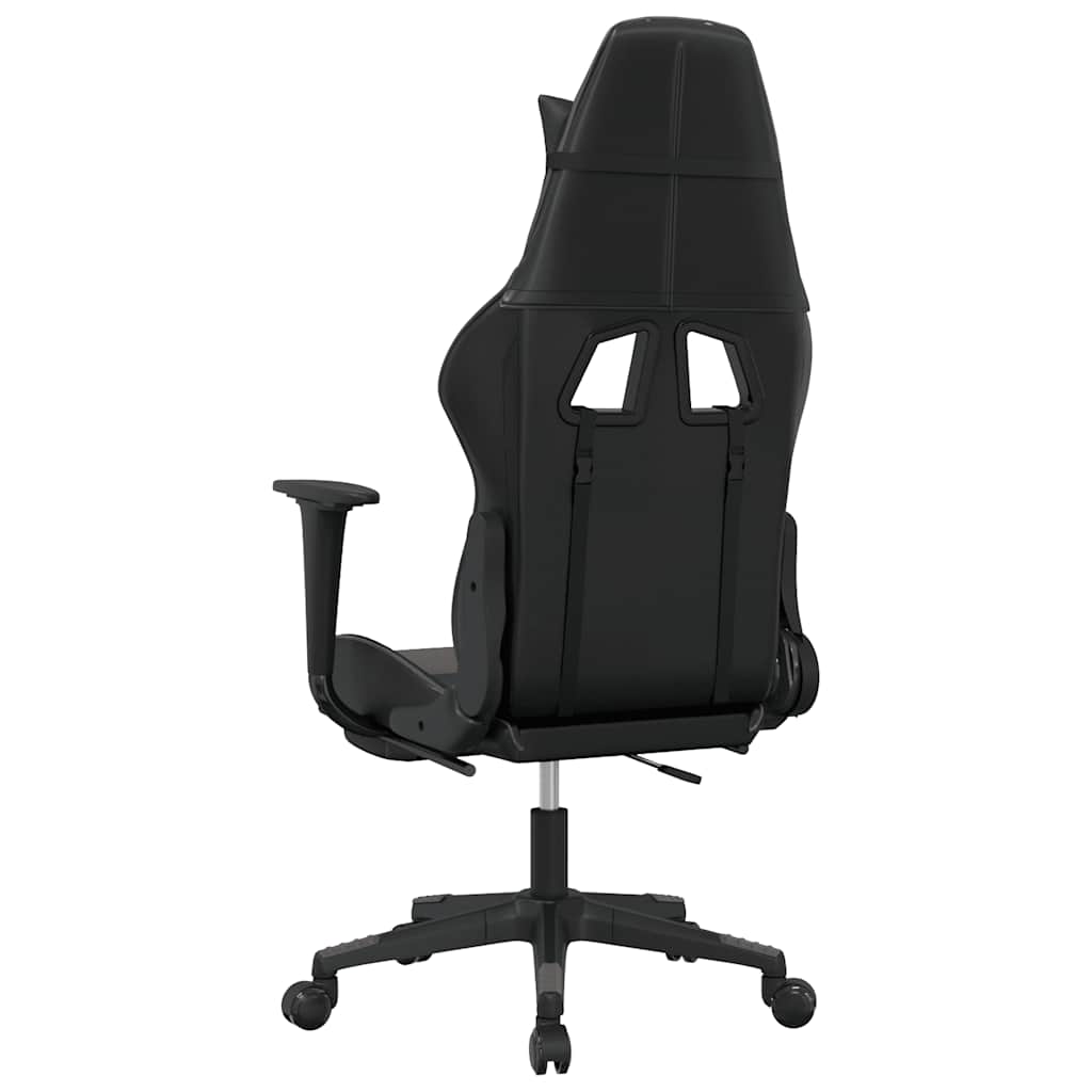 vidaXL Scaun de gaming cu masaj/suport picioare, negru/gri, piele eco