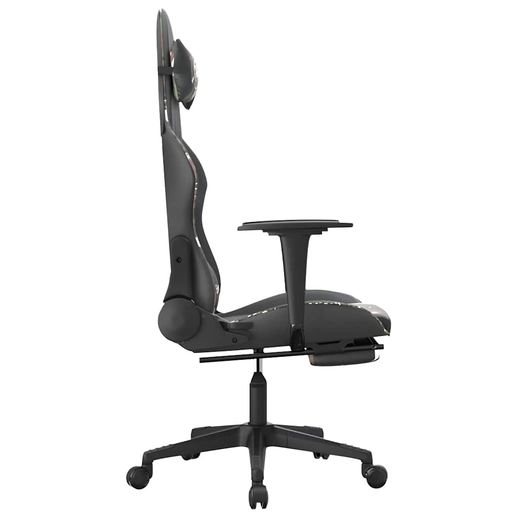 vidaXL Scaun de gaming masaj/suport picioare negru/Camuflaj piele eco vidaXL Scaun de gaming masaj/suport picioare negru/Camuflaj piele eco