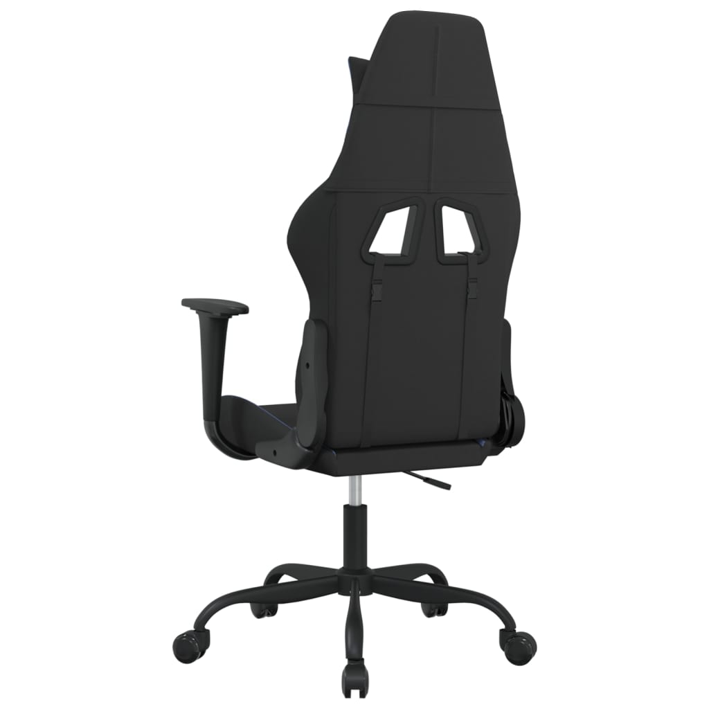vidaXL Scaun de gaming cu masaj, negru și albastru, material textil