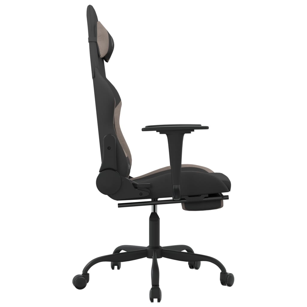 vidaXL Scaun de gaming cu masaj/suport picioare, negru / taupe, textil