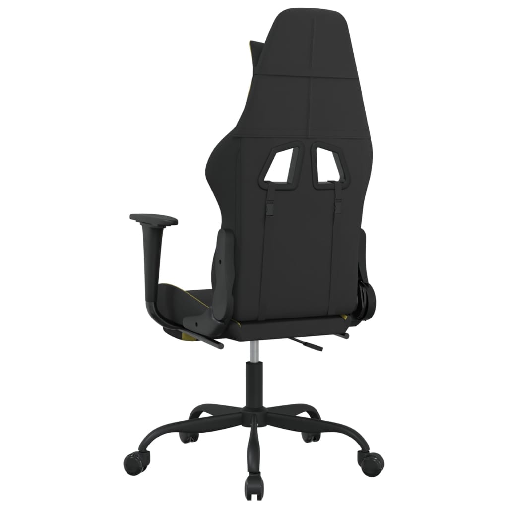 vidaXL Scaun gaming masaj/suport picioare, negru/verde deschis textil