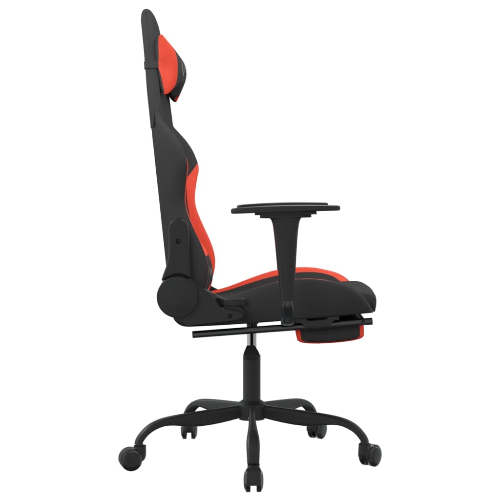 vidaXL Scaun de gaming cu masaj/suport picioare, negru și roșu, textil