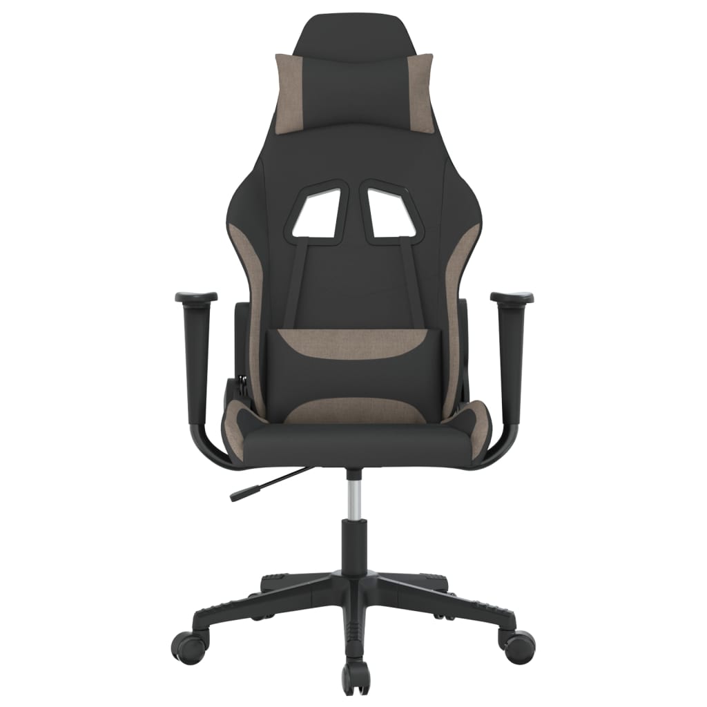 vidaXL Scaun de gaming cu masaj, negru și taupe, material textil