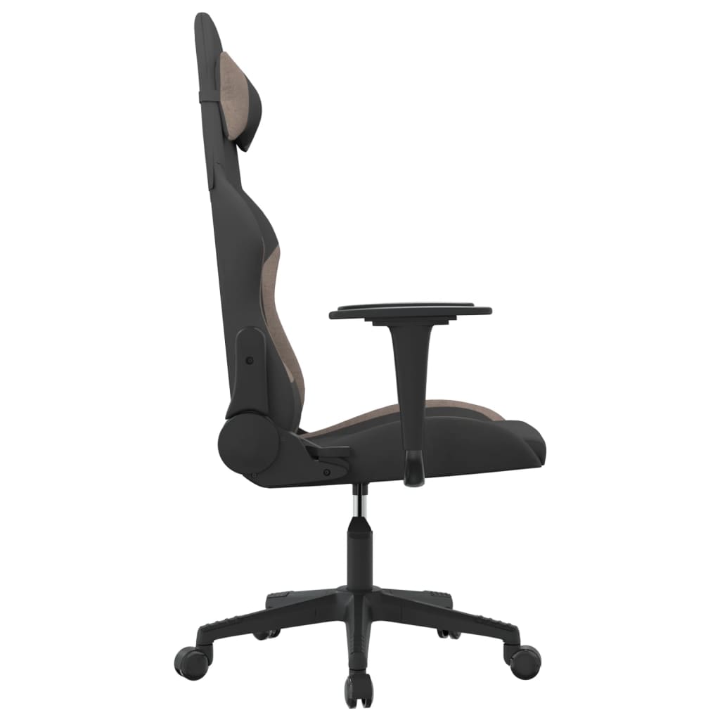 vidaXL Scaun de gaming cu masaj, negru și taupe, material textil