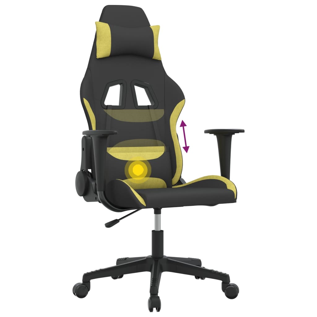 vidaXL Scaun de gaming cu masaj, negru și verde deschis, textil vidaXL Scaun de gaming cu masaj, negru și verde deschis, textil