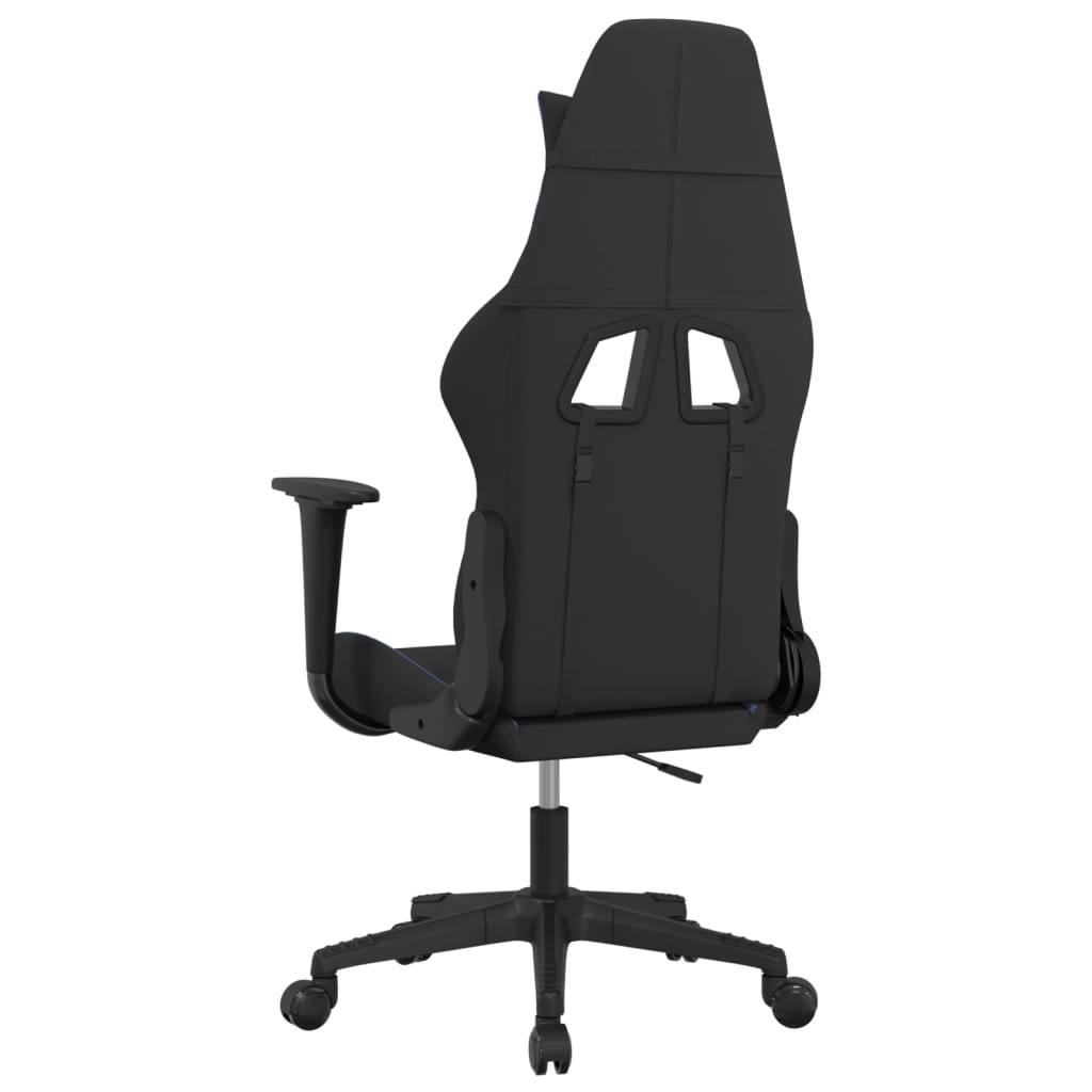 vidaXL Scaun de gaming cu masaj, negru și albastru, material textil
