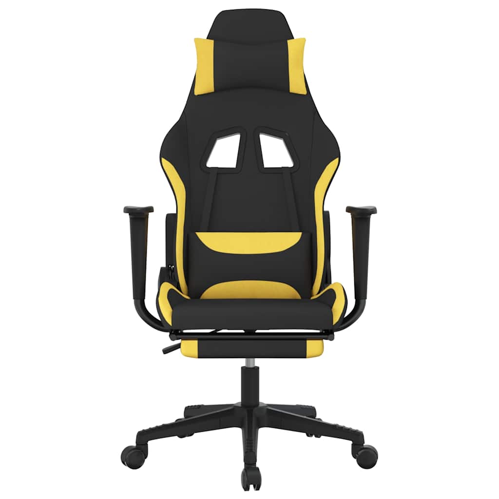 vidaXL Scaun de gaming cu masaj/suport picioare, negru/galben, textil vidaXL Scaun de gaming cu masaj/suport picioare, negru/galben, textil