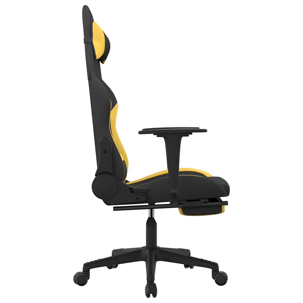 vidaXL Scaun de gaming cu masaj/suport picioare, negru/galben, textil vidaXL Scaun de gaming cu masaj/suport picioare, negru/galben, textil