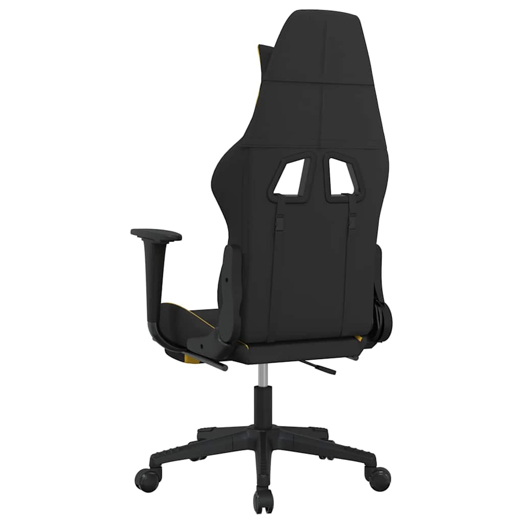 vidaXL Scaun de gaming cu masaj/suport picioare, negru/galben, textil vidaXL Scaun de gaming cu masaj/suport picioare, negru/galben, textil