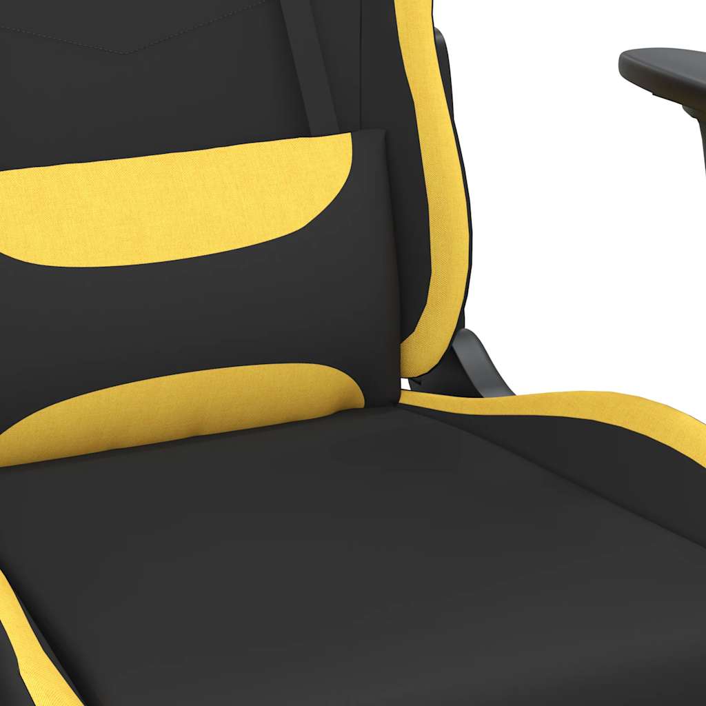 vidaXL Scaun de gaming cu masaj/suport picioare, negru/galben, textil vidaXL Scaun de gaming cu masaj/suport picioare, negru/galben, textil