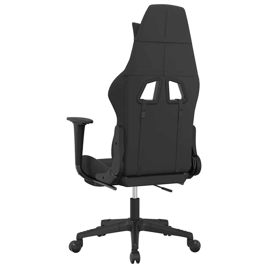 vidaXL Scaun de gaming cu masaj/suport picioare, negru/albastru textil