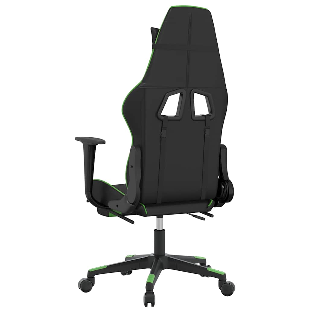 vidaXL Scaun gaming de masaj/suport picioare, negru/verde, piele eco