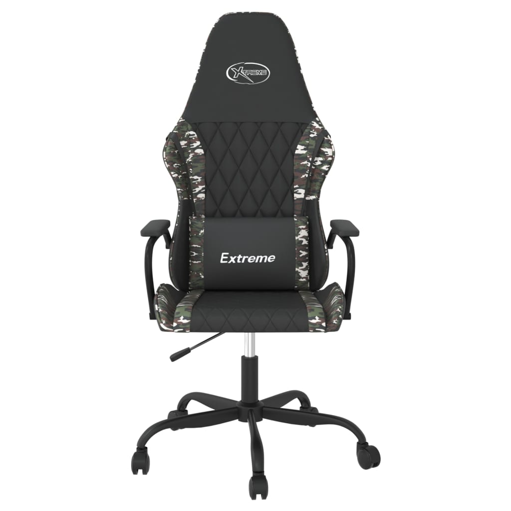 vidaXL Scaun de gaming de masaj, negru și camuflaj, piele ecologică vidaXL Scaun de gaming de masaj, negru și camuflaj, piele ecologică