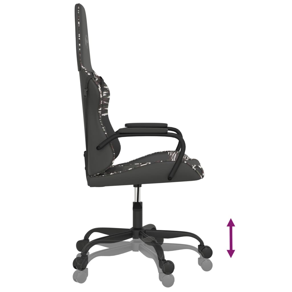 vidaXL Scaun de gaming de masaj, negru și camuflaj, piele ecologică vidaXL Scaun de gaming de masaj, negru și camuflaj, piele ecologică