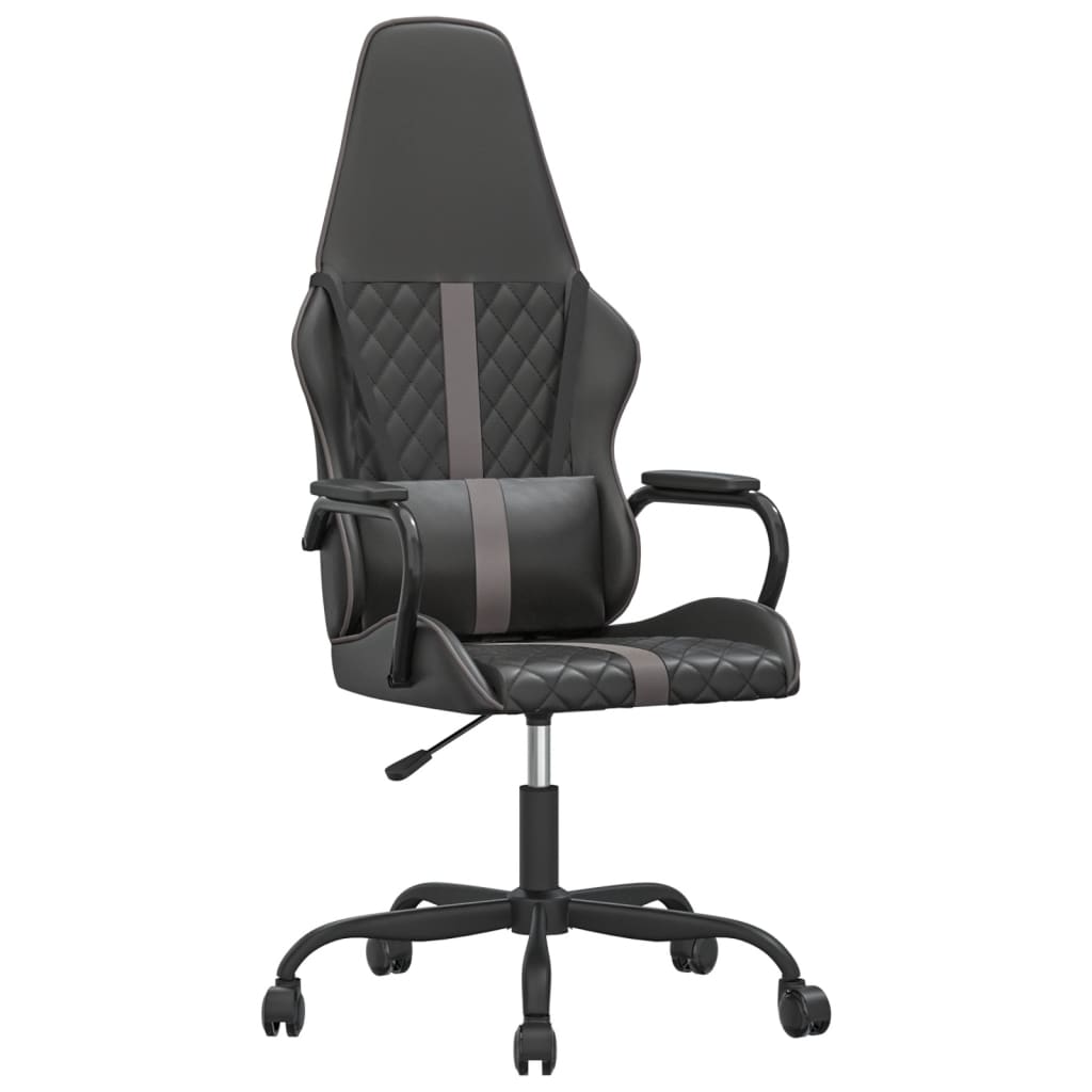vidaXL Scaun de gaming de masaj, negru și gri, piele ecologică vidaXL Scaun de gaming de masaj, negru și gri, piele ecologică