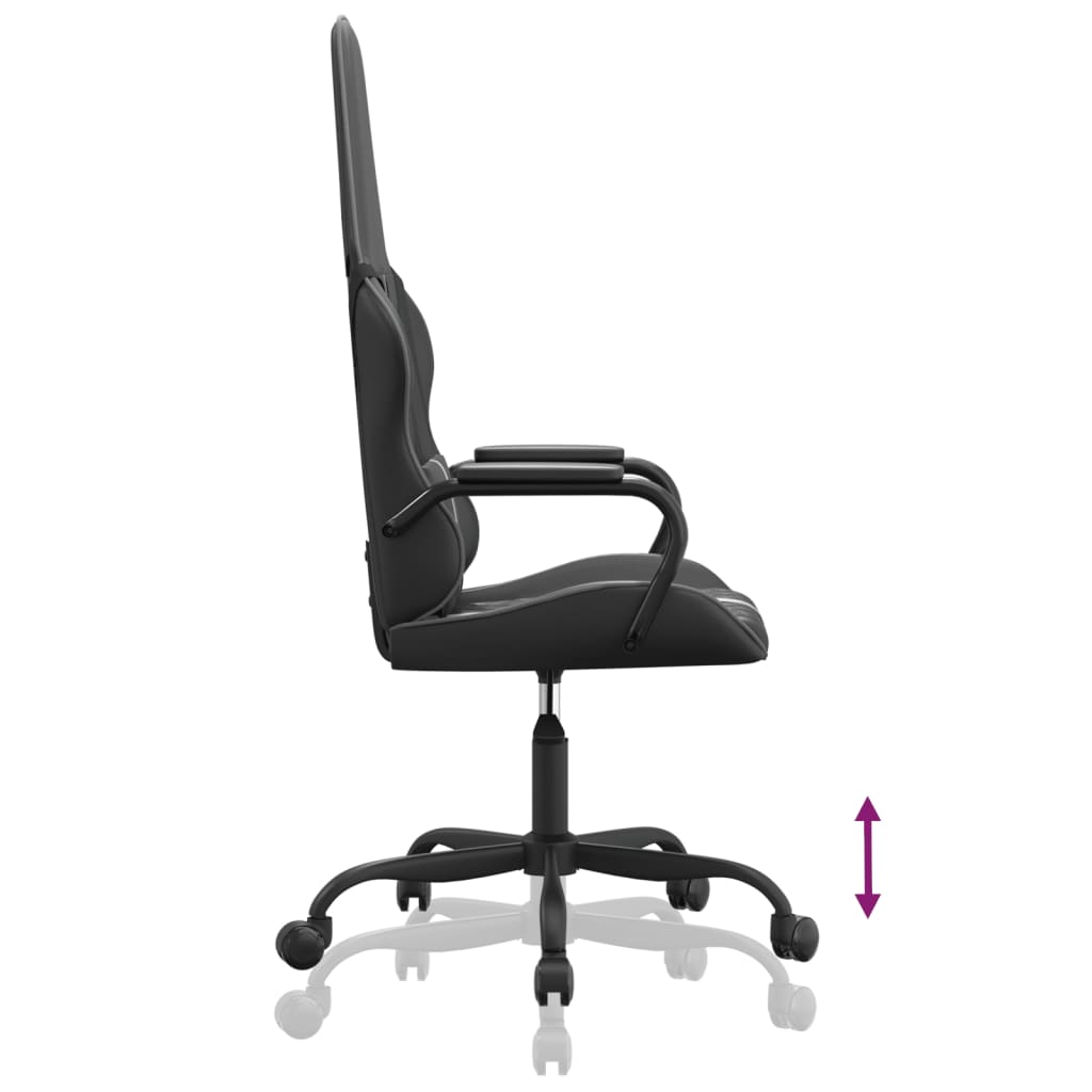 vidaXL Scaun de gaming de masaj, negru și gri, piele ecologică vidaXL Scaun de gaming de masaj, negru și gri, piele ecologică