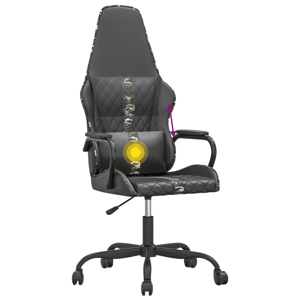 vidaXL Scaun de gaming de masaj, camuflaj și negru, piele ecologică vidaXL Scaun de gaming de masaj, camuflaj și negru, piele ecologică