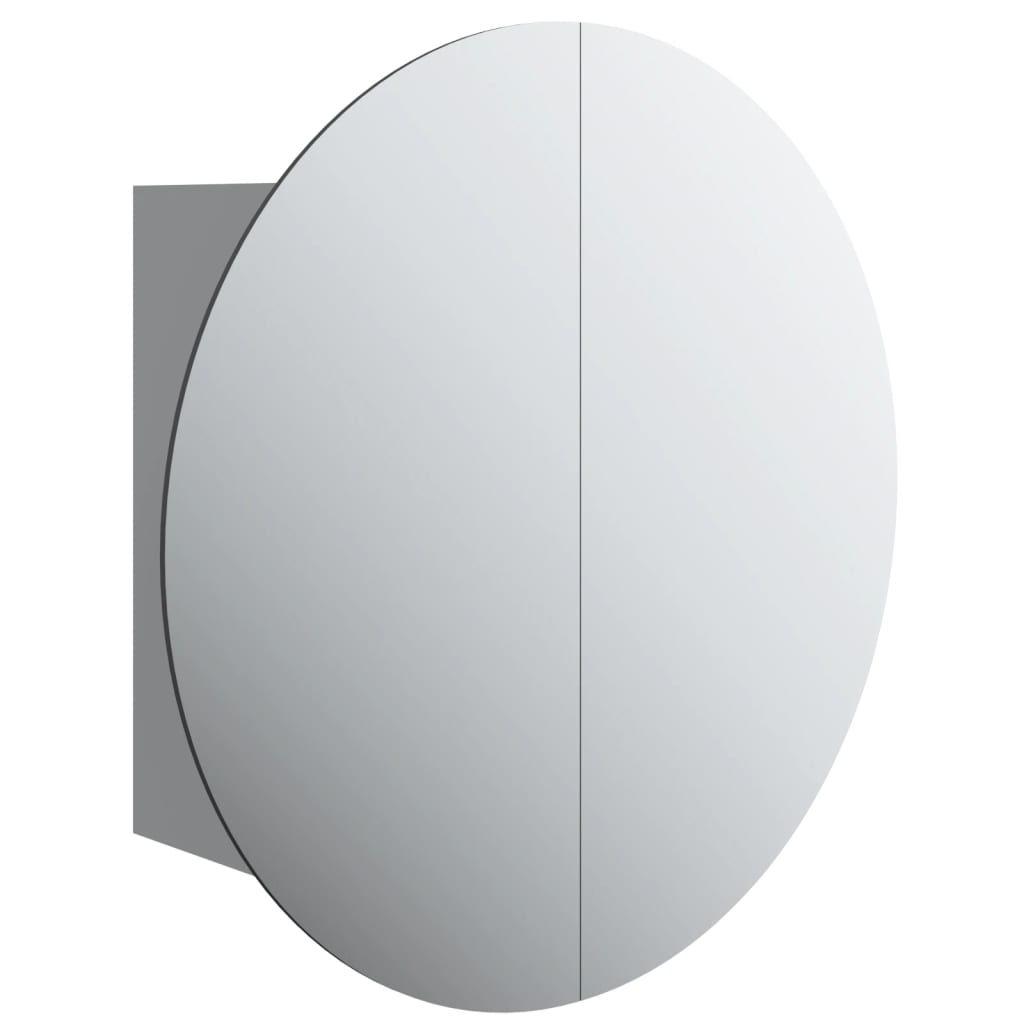 vidaXL Dulap de baie cu oglindă rotundă și LED, gri, 47x47x17,5 cm vidaXL Dulap de baie cu oglindă rotundă și LED, gri, 47x47x17,5 cm