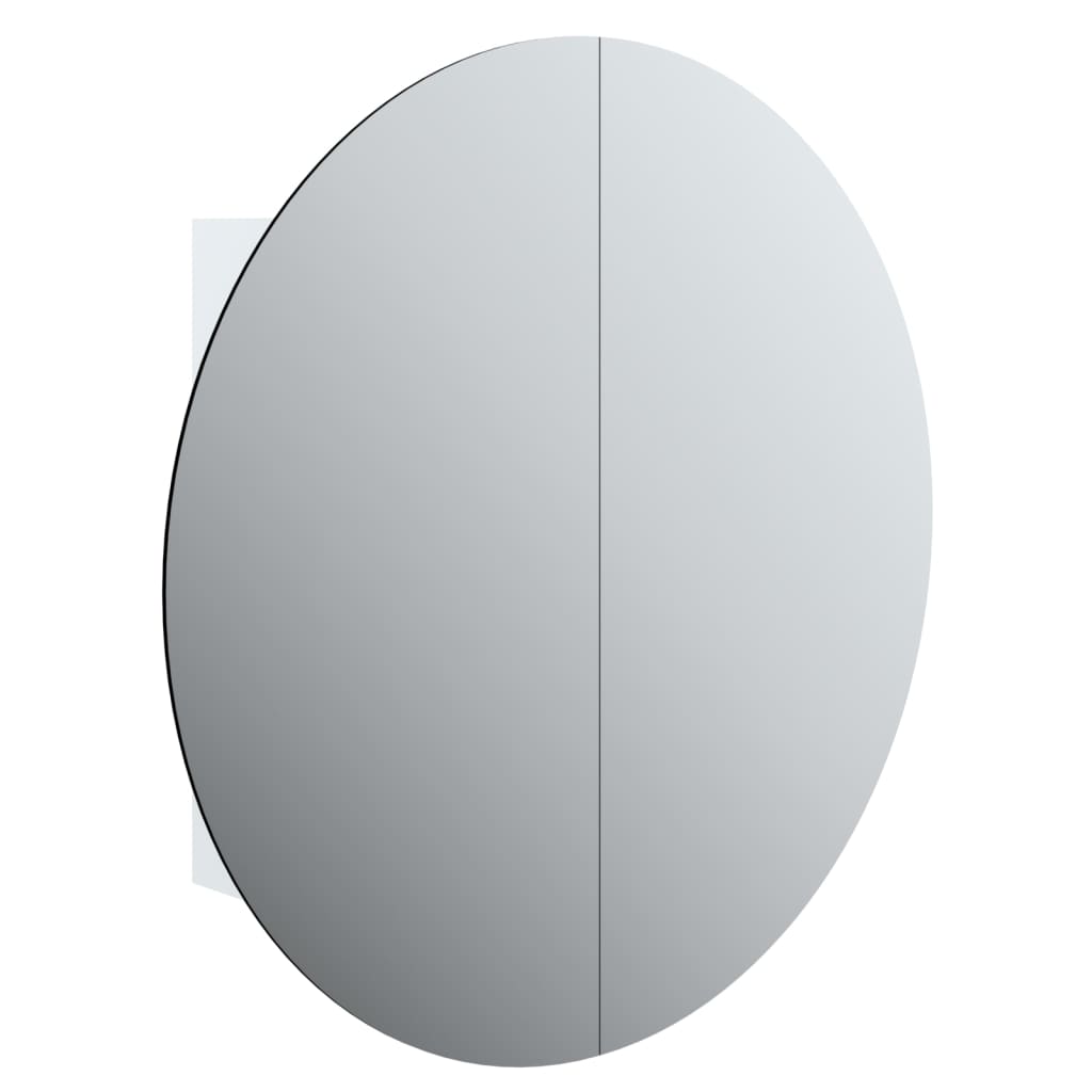 vidaXL Dulap de baie cu oglindă rotundă și LED, alb, 54x54x17,5 cm vidaXL Dulap de baie cu oglindă rotundă și LED, alb, 54x54x17,5 cm