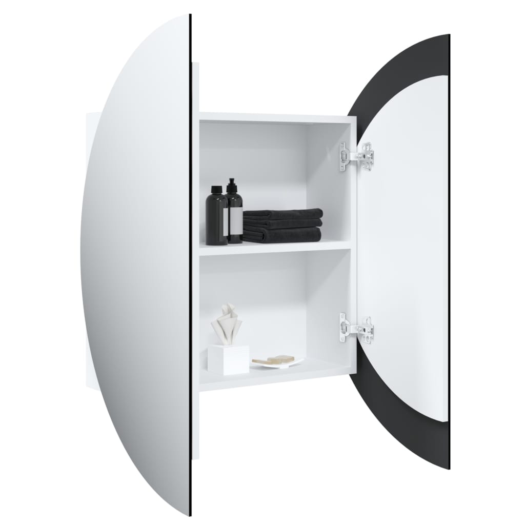 vidaXL Dulap de baie cu oglindă rotundă și LED, alb, 54x54x17,5 cm vidaXL Dulap de baie cu oglindă rotundă și LED, alb, 54x54x17,5 cm