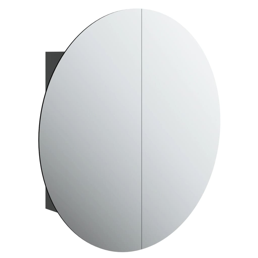 vidaXL Dulap de baie cu oglindă rotundă și LED, negru, 54x54x17,5 cm vidaXL Dulap de baie cu oglindă rotundă și LED, negru, 54x54x17,5 cm