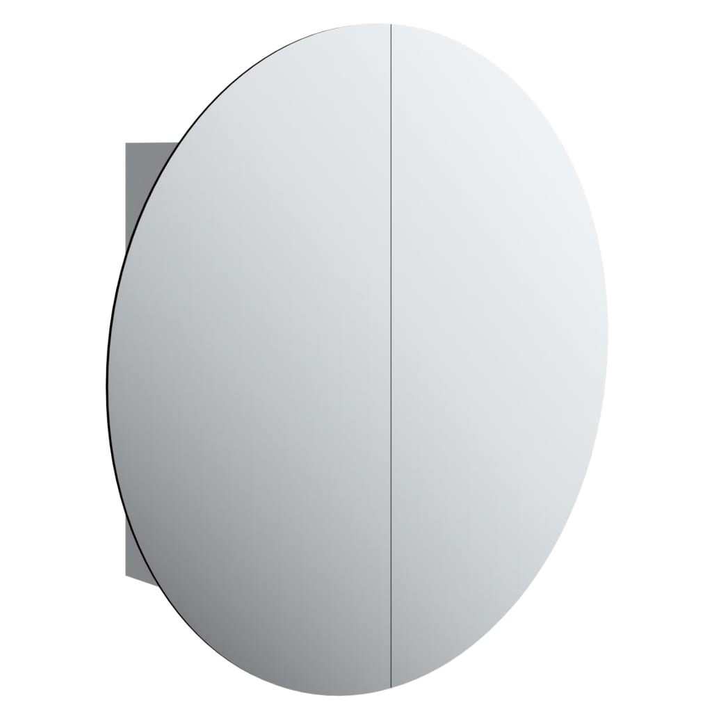 vidaXL Dulap de baie cu oglindă rotundă și LED, gri, 54x54x17,5 cm vidaXL Dulap de baie cu oglindă rotundă și LED, gri, 54x54x17,5 cm