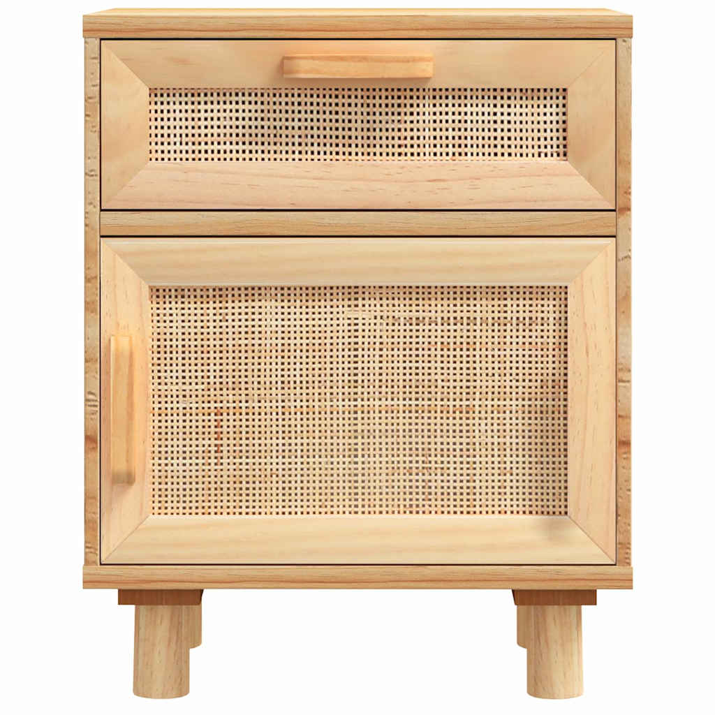 vidaXL Noptiere, 2 buc., maro, lemn masiv de pin și ratan natural vidaXL Noptiere, 2 buc., maro, lemn masiv de pin și ratan natural