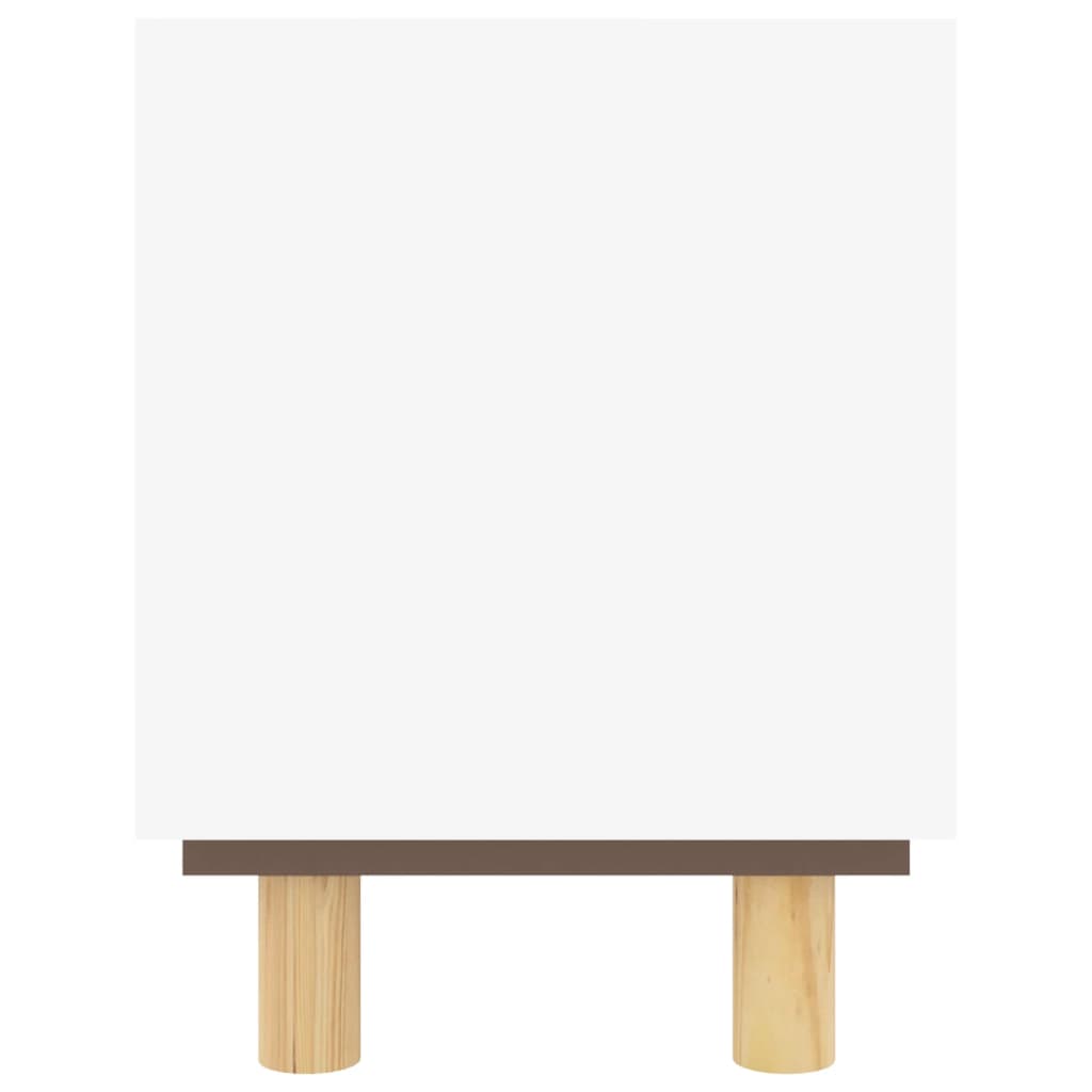 vidaXL Comodă TV, alb, 105x30x40 cm lemn masiv pin și ratan natural