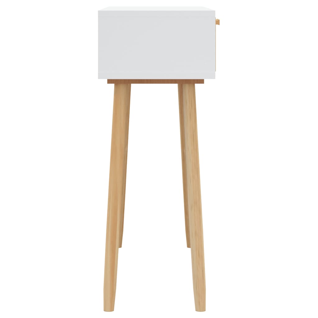 vidaXL Masă consolă alb 80x30x75 cm lemn masiv pin și ratan natural vidaXL Masă consolă alb 80x30x75 cm lemn masiv pin și ratan natural