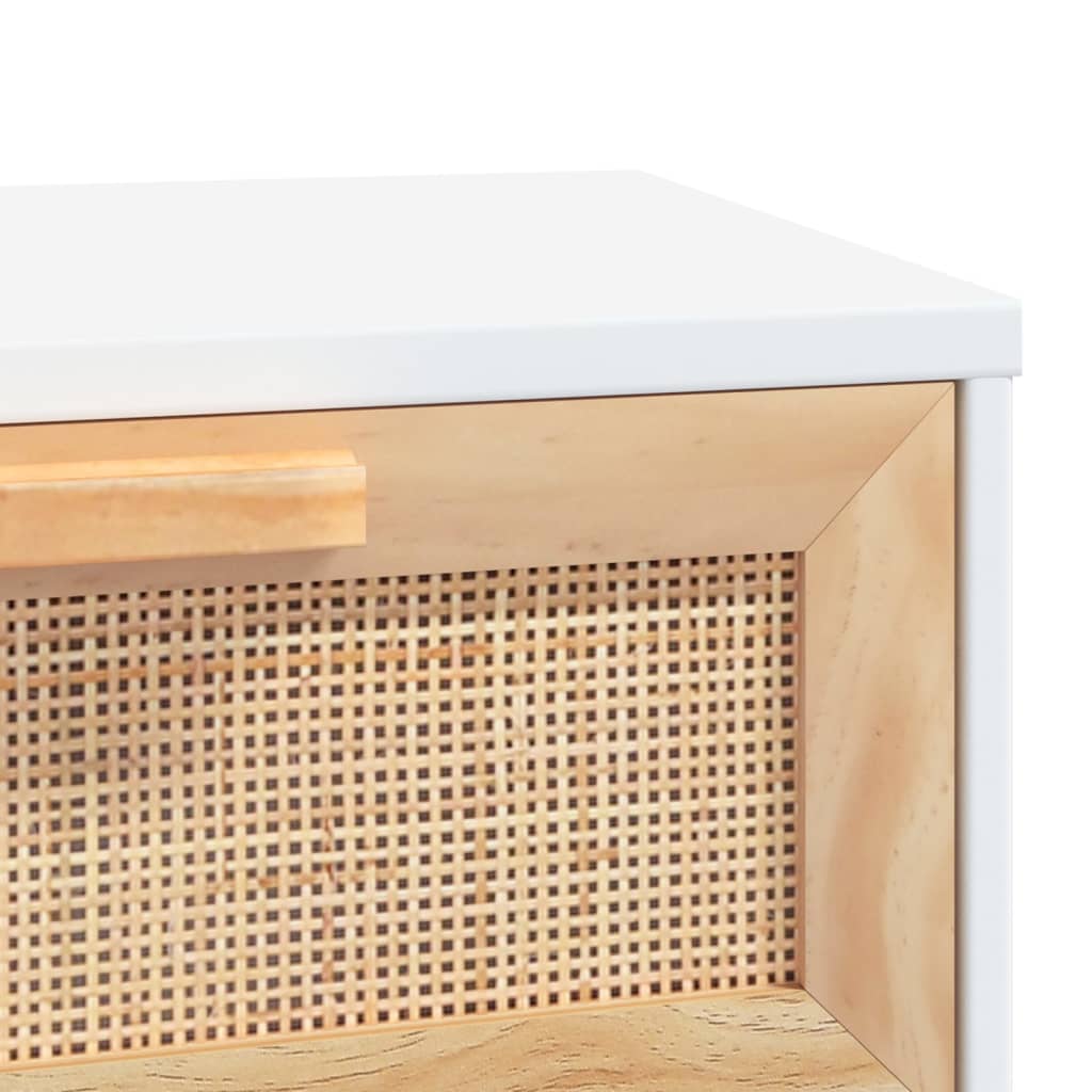 vidaXL Masă consolă alb 80x30x75 cm lemn masiv pin și ratan natural vidaXL Masă consolă alb 80x30x75 cm lemn masiv pin și ratan natural