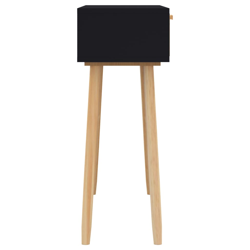 vidaXL Masă consolă negru 80x30x75 cm lemn masiv pin și ratan natural vidaXL Masă consolă negru 80x30x75 cm lemn masiv pin și ratan natural