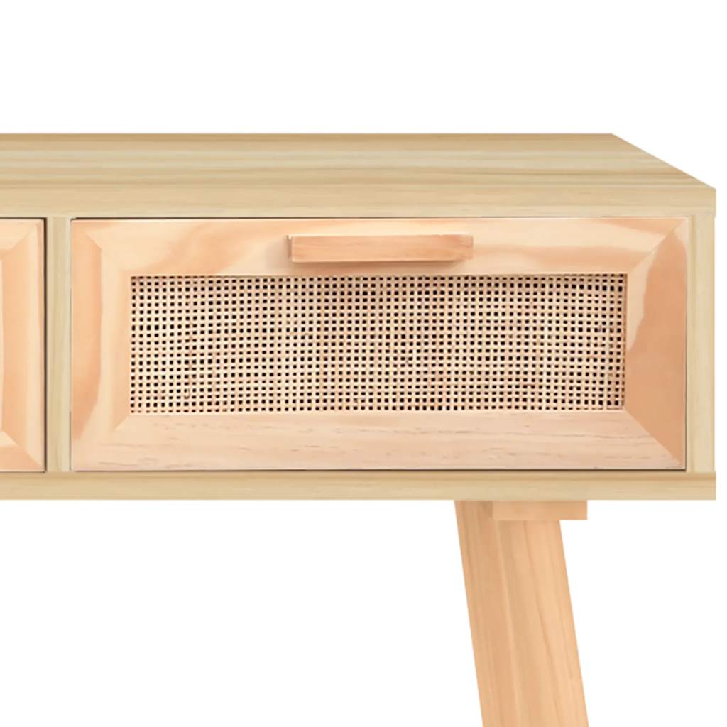 vidaXL Masă consolă maro 105x30x75 cm lemn masiv pin și ratan natural