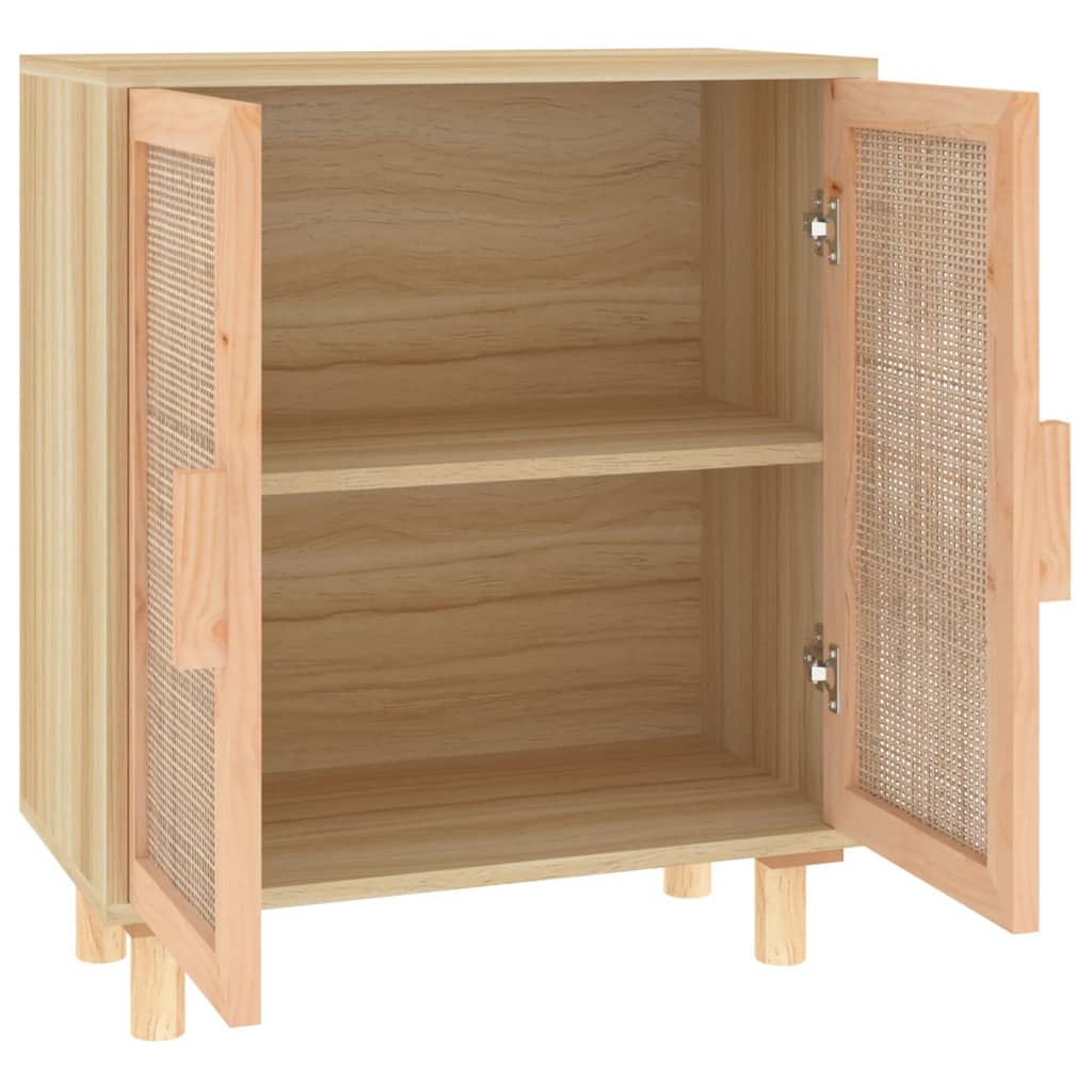 vidaXL Servantă, maro, 60x30x70 cm, lemn masiv pin și ratan natural