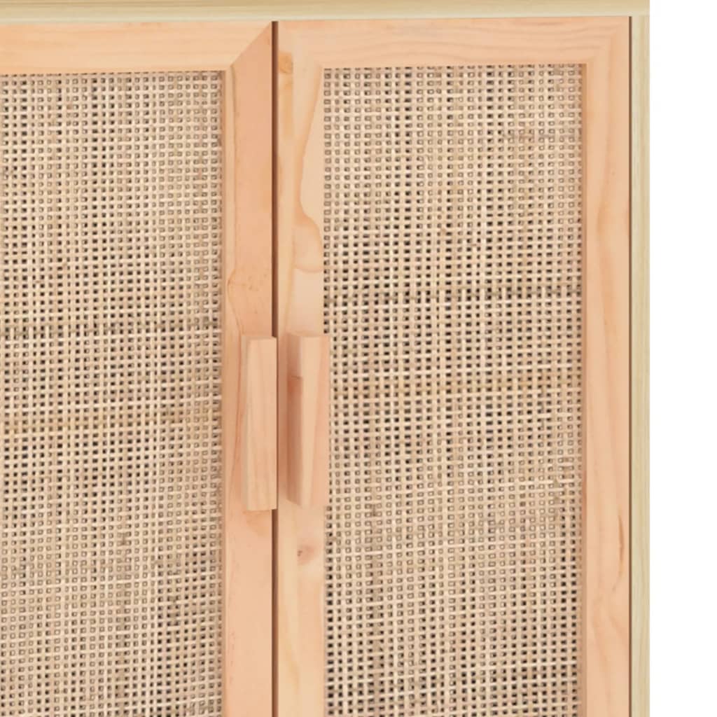 vidaXL Servantă, maro, 60x30x70 cm, lemn masiv pin și ratan natural