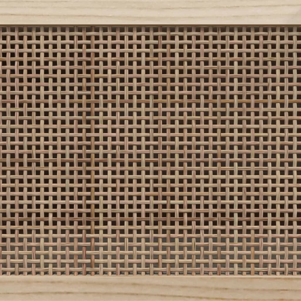 vidaXL Servantă, alb, 60x30x70 cm, lemn masiv pin și ratan natural