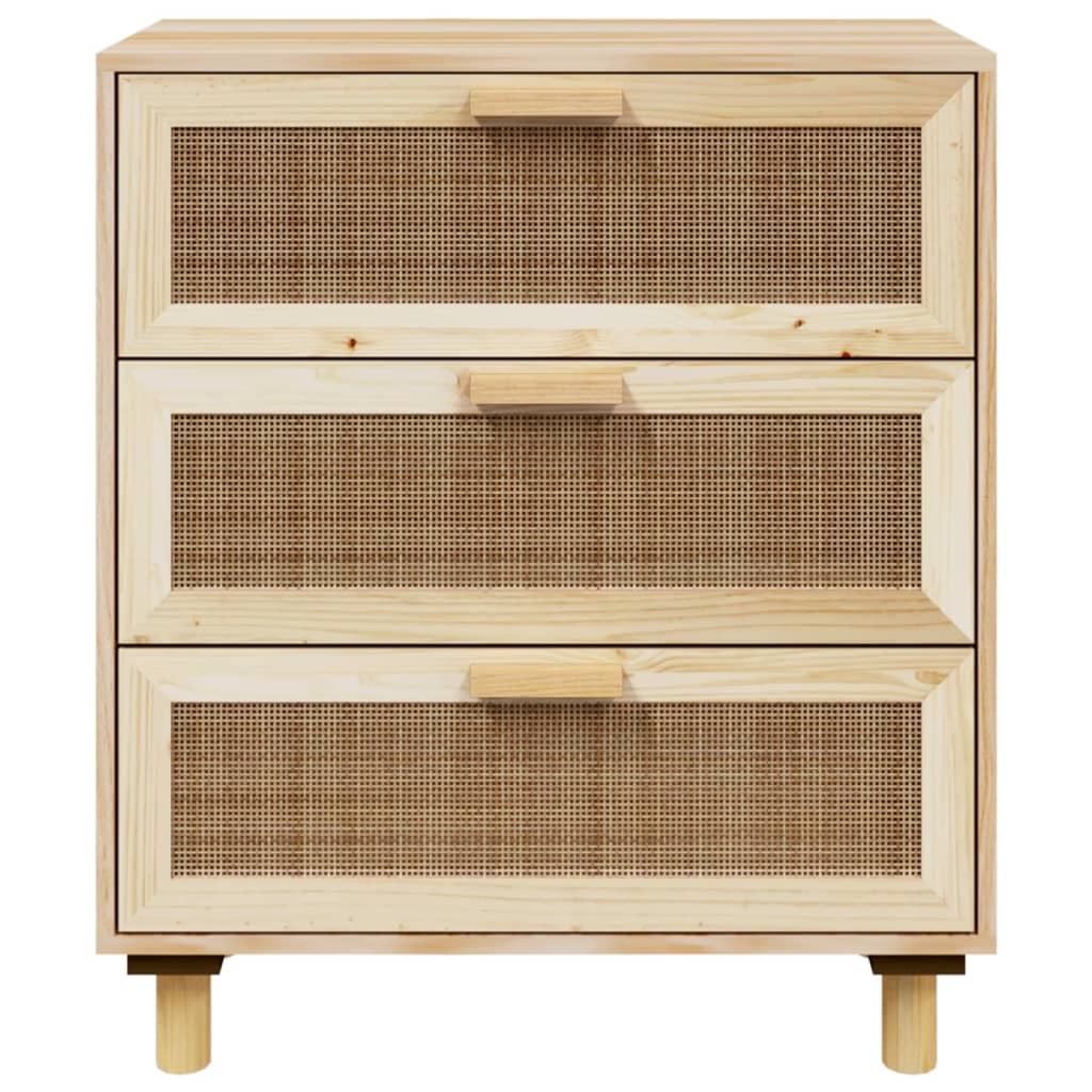 vidaXL Servantă, maro, 60x30x70 cm, lemn masiv pin și ratan natural
