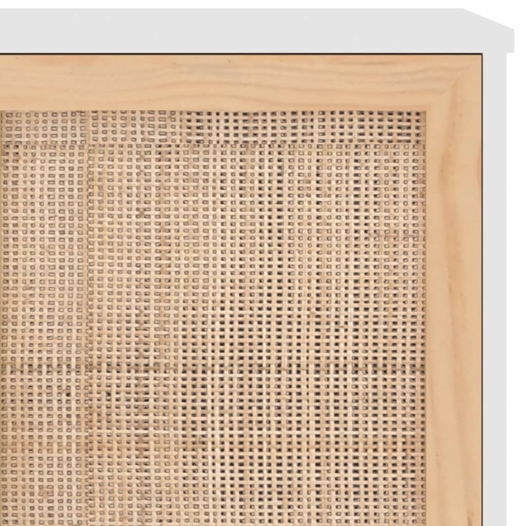 vidaXL Servantă, alb, 105x30x60 cm, lemn masiv pin și ratan natural