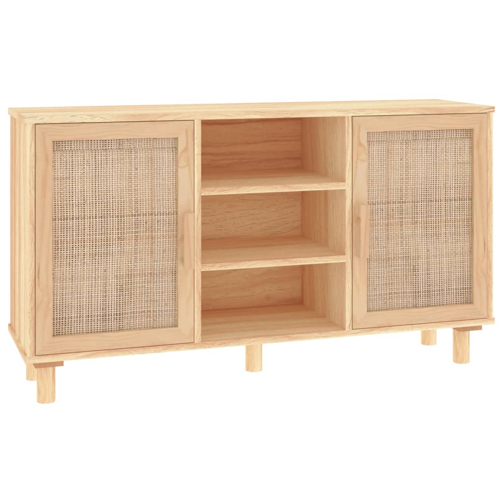 vidaXL Servantă, maro, 105x30x60 cm, lemn masiv pin și ratan natural