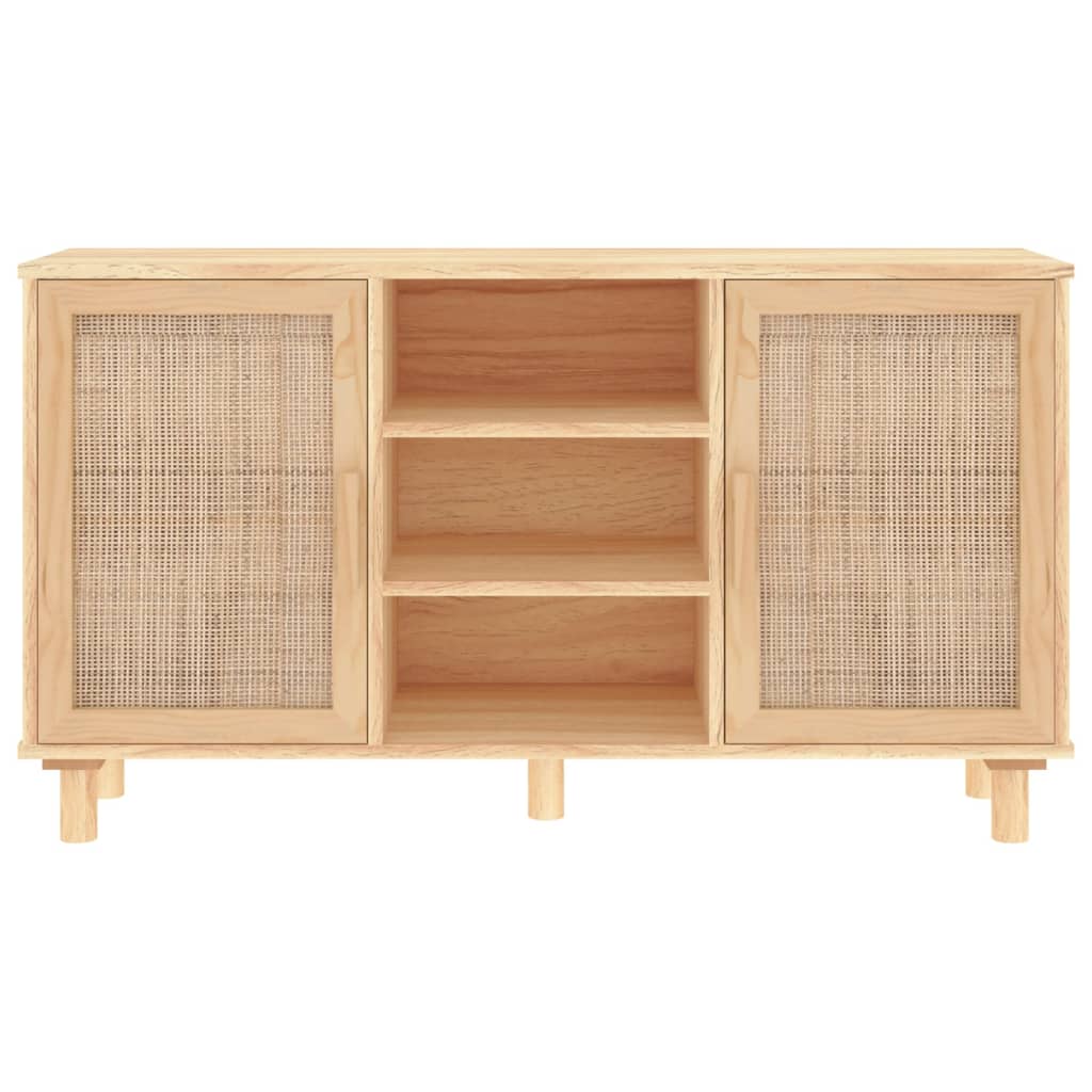 vidaXL Servantă, maro, 105x30x60 cm, lemn masiv pin și ratan natural