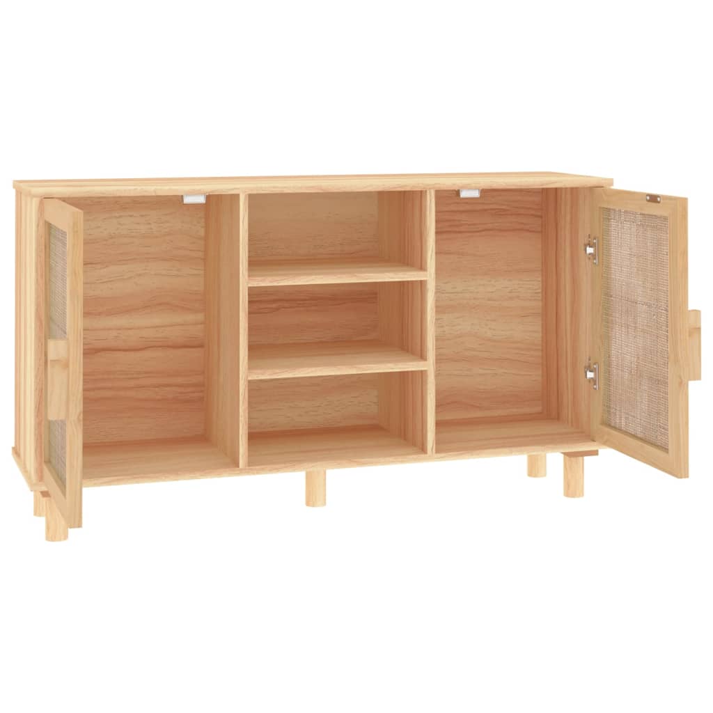 vidaXL Servantă, maro, 105x30x60 cm, lemn masiv pin și ratan natural