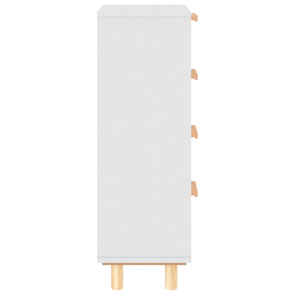 vidaXL Servantă, alb, 40x30x90 cm, lemn masiv pin și ratan natural