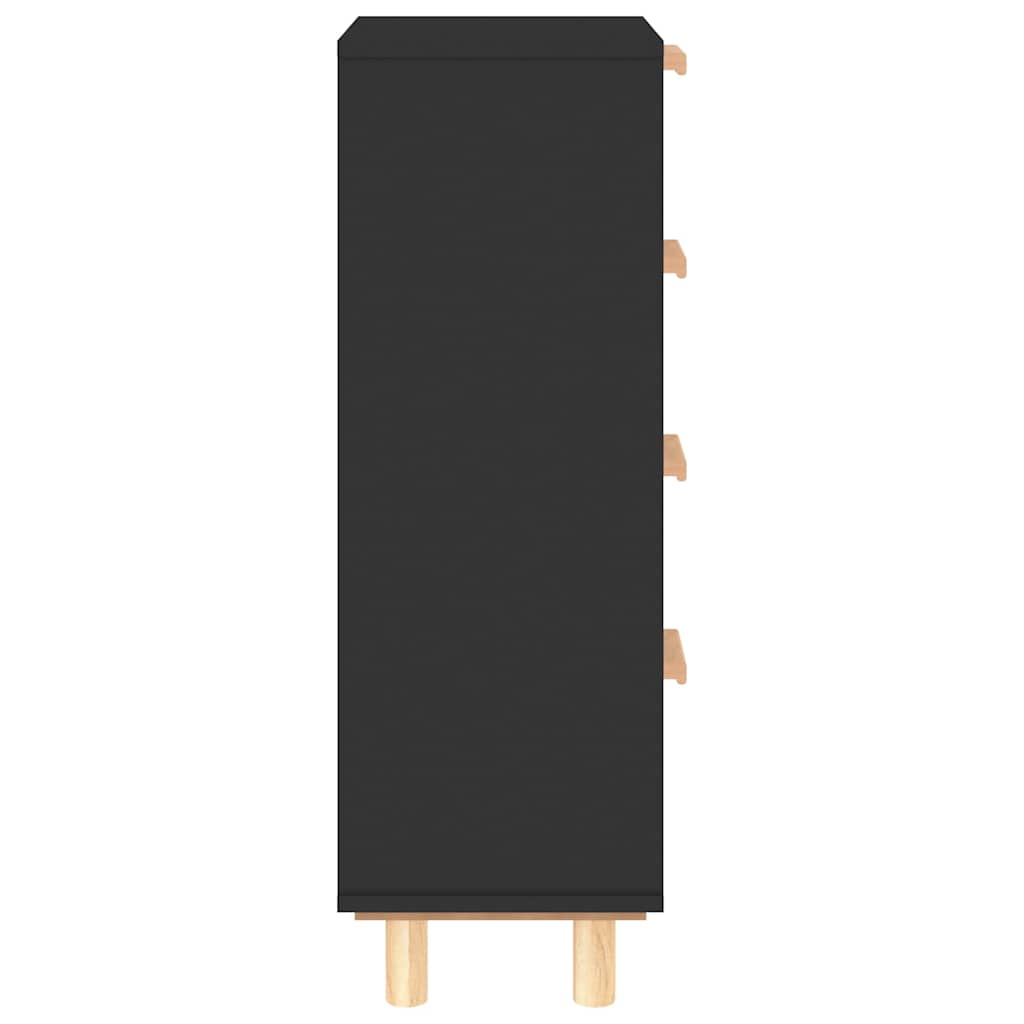 vidaXL Servantă, negru, 40x30x90 cm, lemn masiv pin și ratan natural vidaXL Servantă, negru, 40x30x90 cm, lemn masiv pin și ratan natural