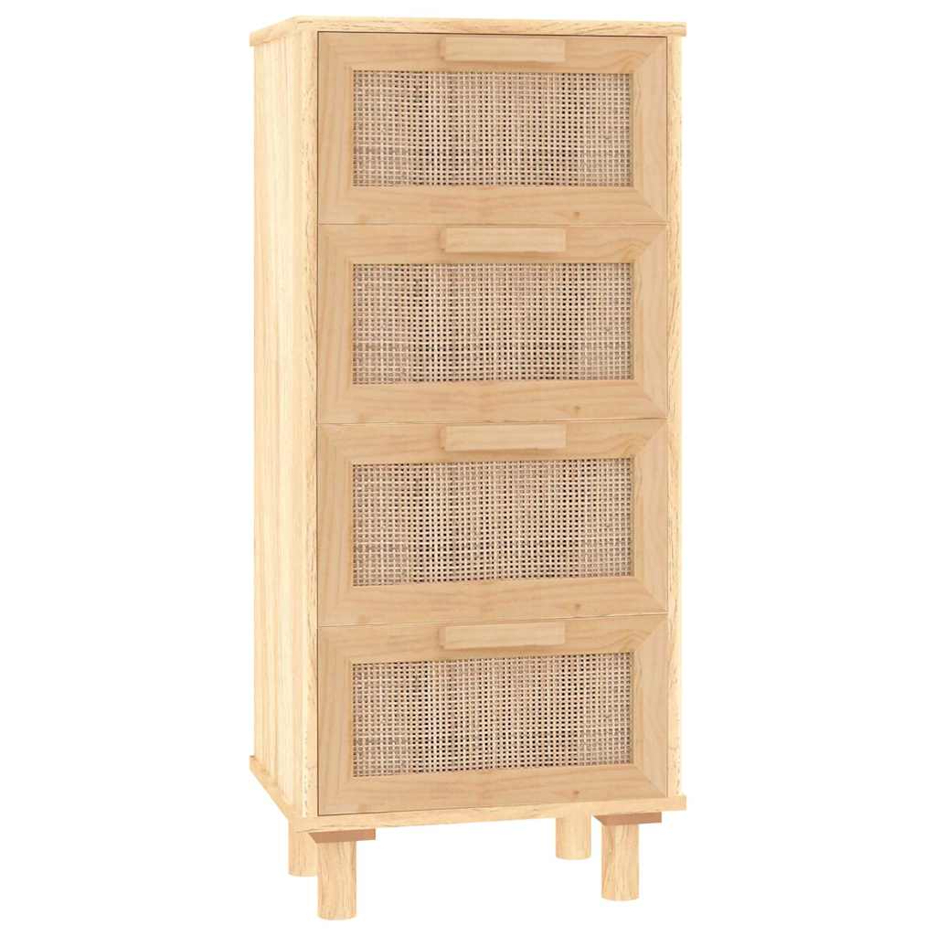 vidaXL Servantă, maro, 40x30x90 cm, lemn masiv pin și ratan natural