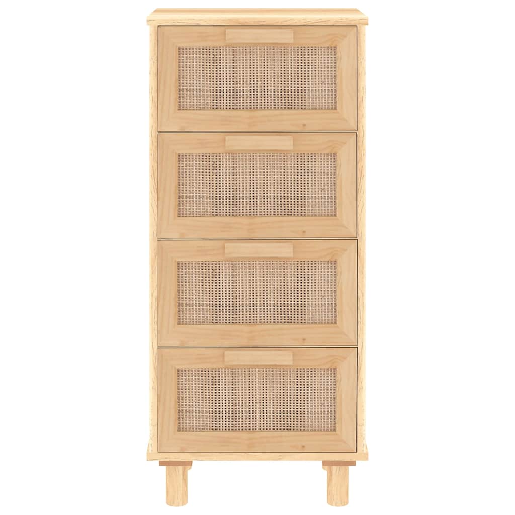 vidaXL Servantă, maro, 40x30x90 cm, lemn masiv pin și ratan natural