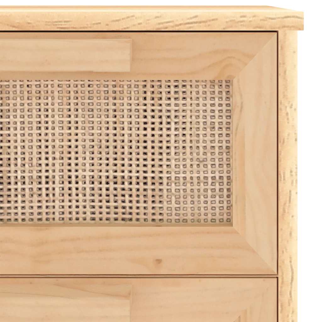 vidaXL Servantă, maro, 40x30x90 cm, lemn masiv pin și ratan natural