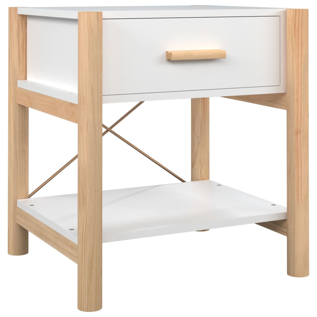 vidaXL Noptiere, 2 buc., alb, 42x38x45 cm, lemn prelucrat
