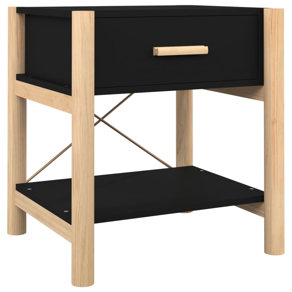 vidaXL Noptiere, 2 buc., negru, 42x38x45 cm, lemn compozit vidaXL Noptiere, 2 buc., negru, 42x38x45 cm, lemn compozit
